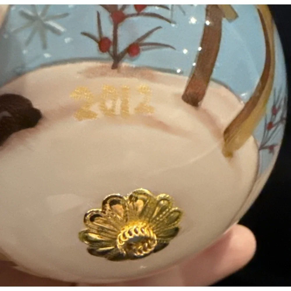 Pier 1 Santa Reindeer Inside‎ Painting Christmas Holiday Tree Ornament 2012